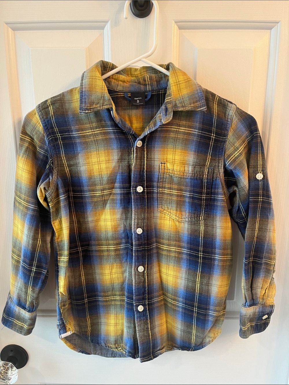 GAP Kids Yellow & Blue Plaid Button-Down Shirt